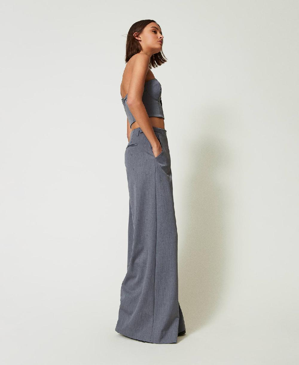 Scee by twin set Pantaloni a palazzo MYFO con ricamo Offerte