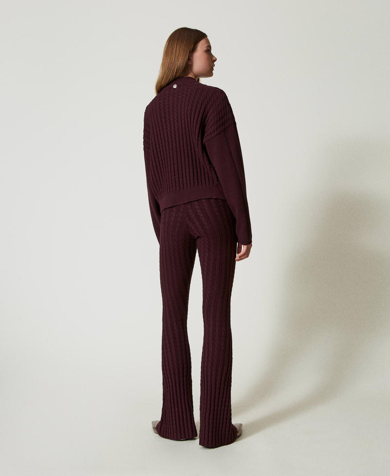 Scee by twin set Pantaloni flare in maglia a trecce Vendita Economica