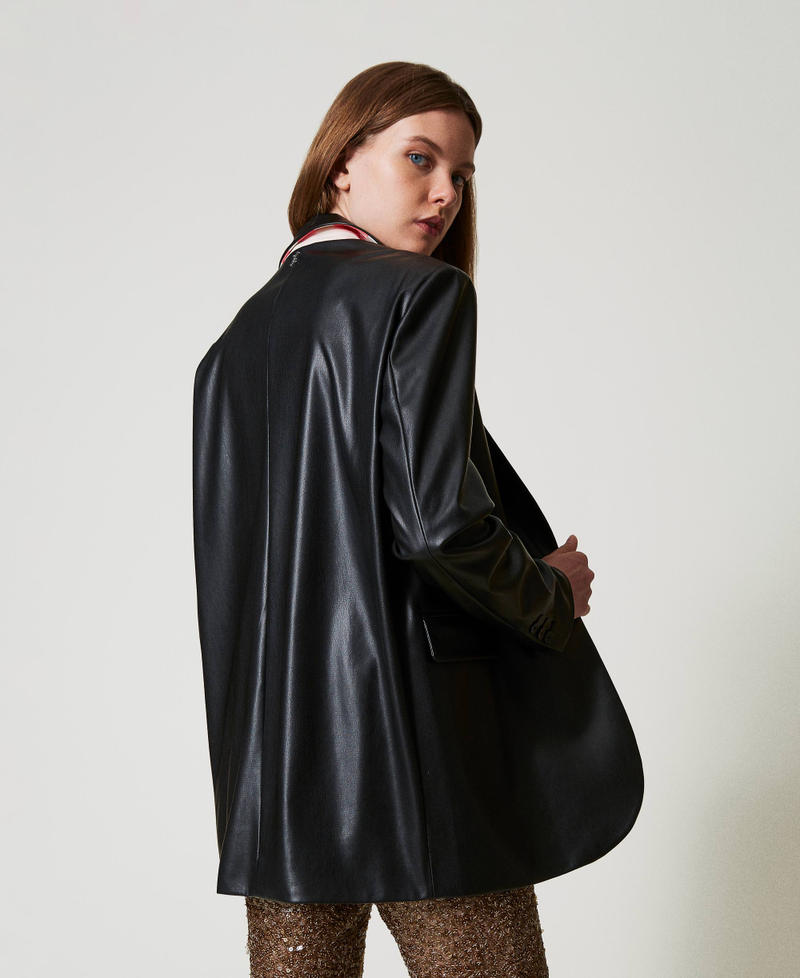 Scee by twin set Giacca blazer MYFO effetto pelle Saldi Di Fabbrica