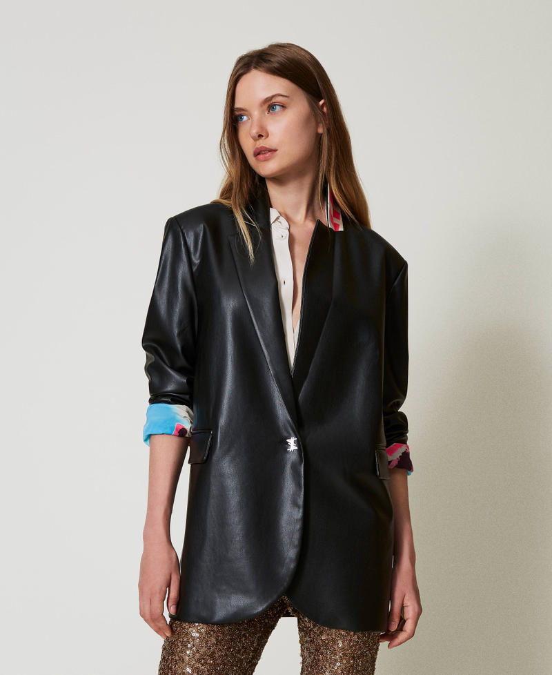 Scee by twin set Giacca blazer MYFO effetto pelle Saldi Di Fabbrica