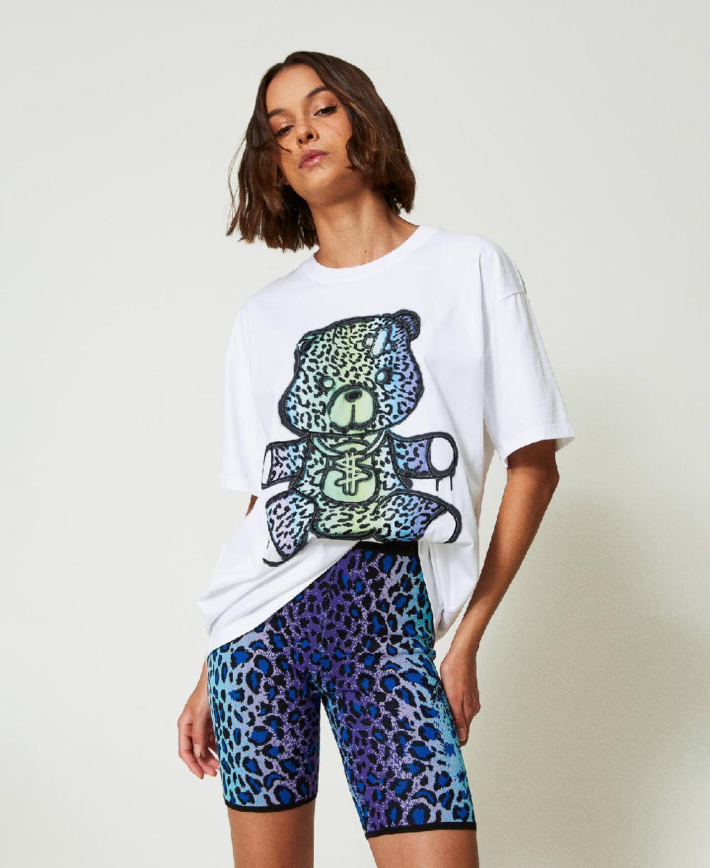 Scee by twin set Shorts biker MYFO in maglia jacquard Italy