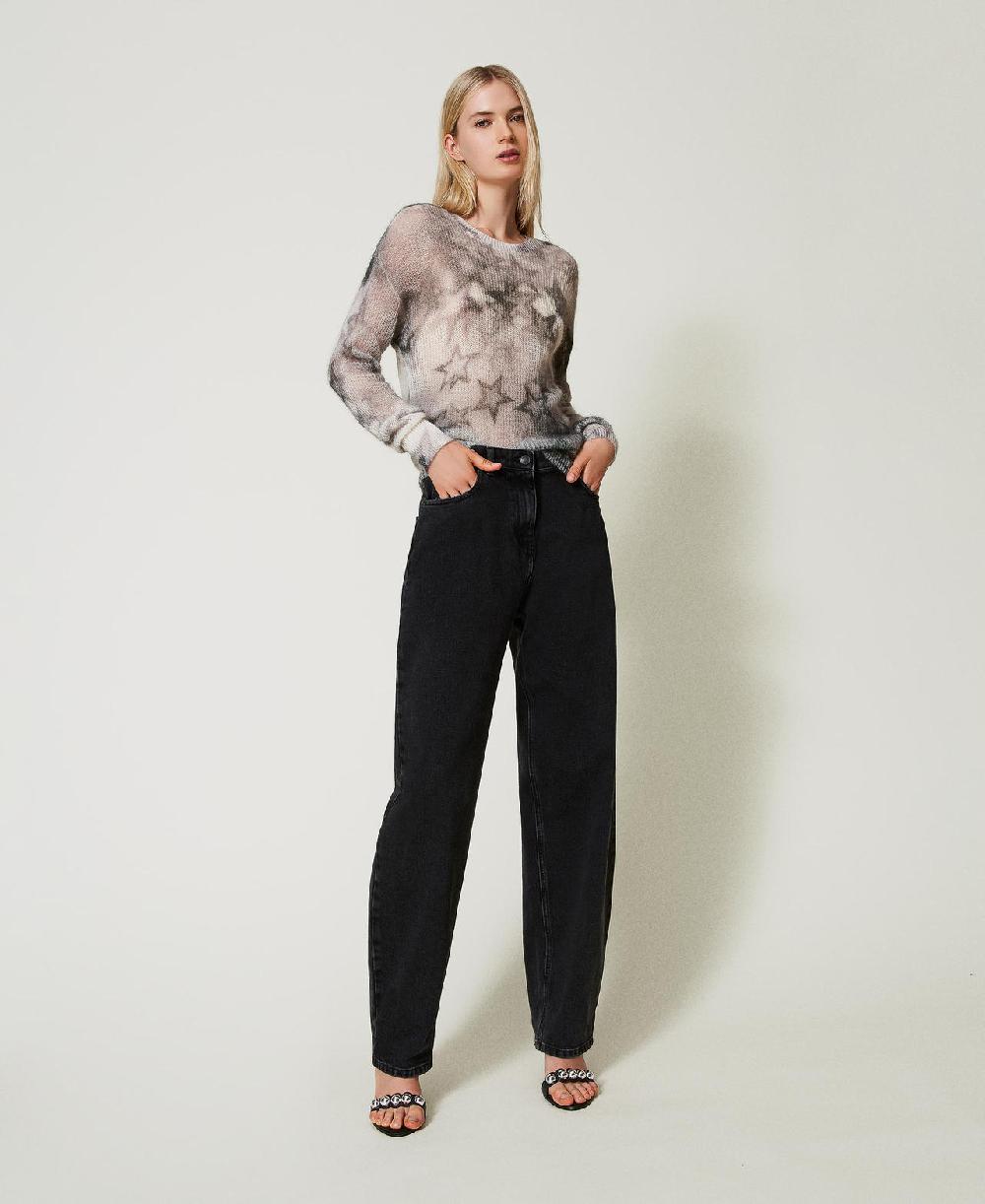 Scee by twin set Jeans nero carrot fit cinque tasche In Linea