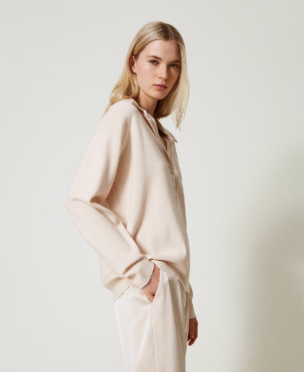 Scee by twin set Maglia con colletto in raso Qualità