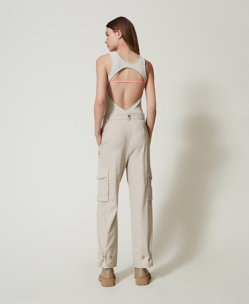 Scee by twin set Pantaloni cargo MYFO con ricamo Spedizione Gratuita