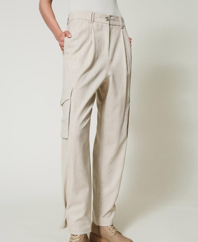 Scee by twin set Pantaloni cargo MYFO con ricamo Spedizione Gratuita
