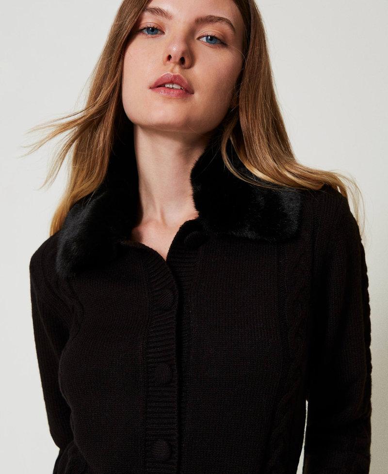 Scee by twin set Cardigan corto con collo in faux fur Qualità Garantita