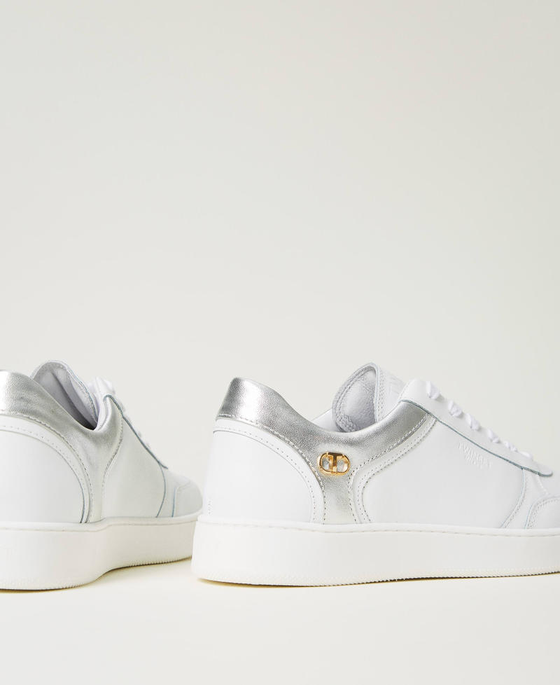 Scee by twin set Sneakers in pelle con inserti laminati Sottocosto