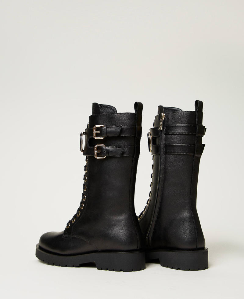 Scee by twin set Anfibi alti in pelle con Oval T Acquista Ora