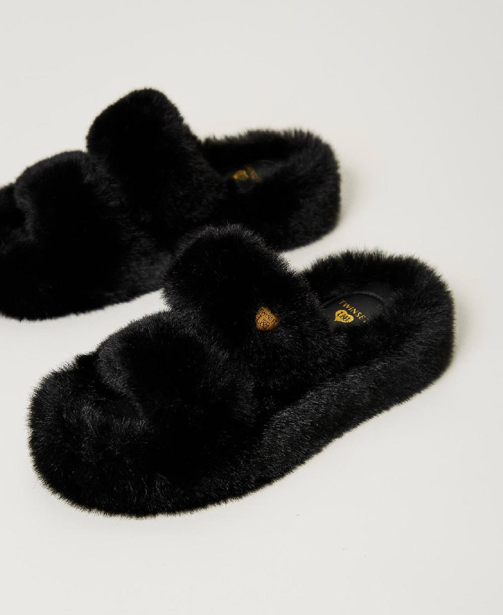 Scee by twin set Sandali slide in faux fur Fino Al -60%