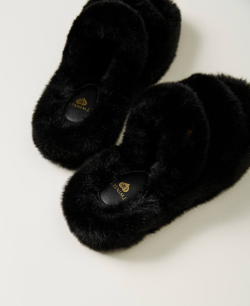 Scee by twin set Sandali slide in faux fur Fino Al -60%