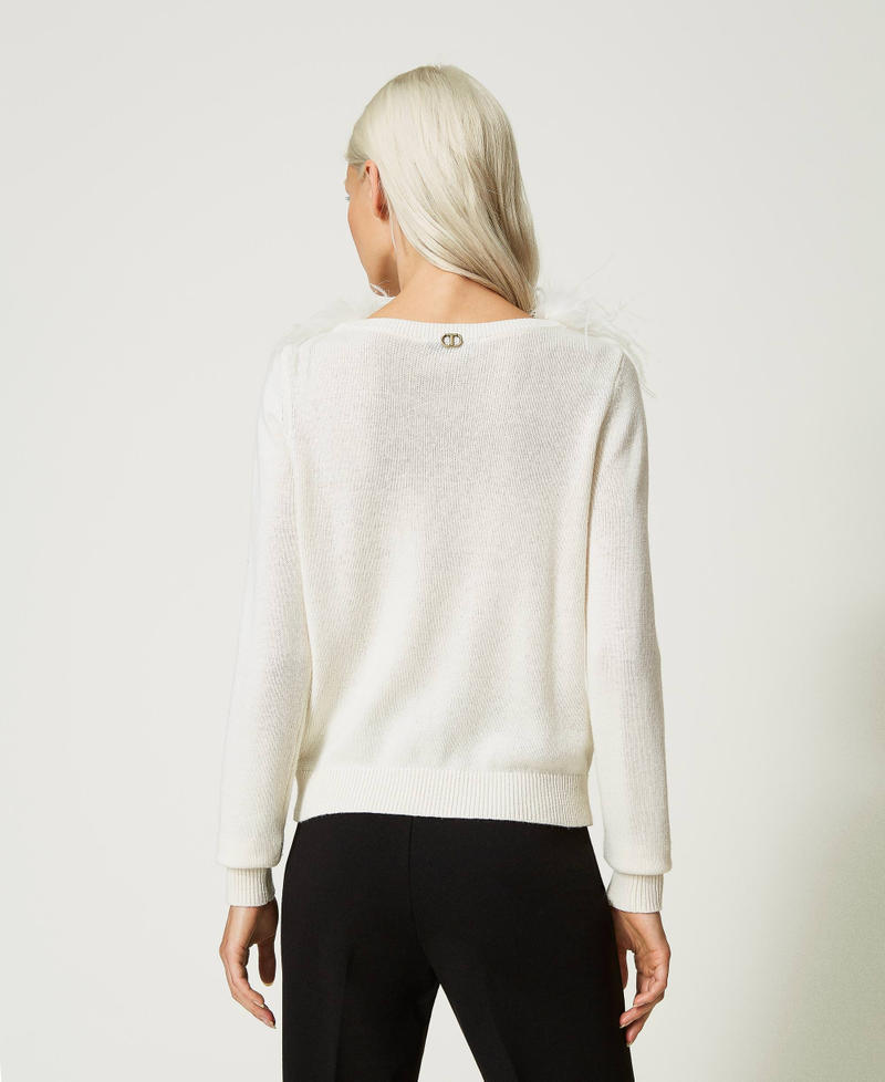Scee by twin set Maglia regular in misto lana con piume Novità