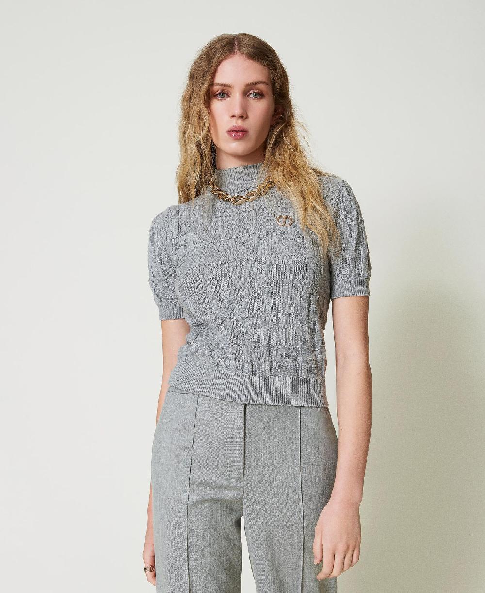 Scee by twin set Maglia in cotone e cashmere con logo Hotsell