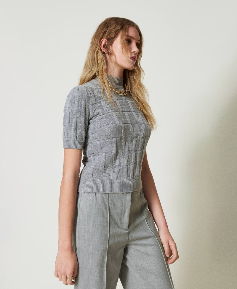 Scee by twin set Maglia in cotone e cashmere con logo Hotsell