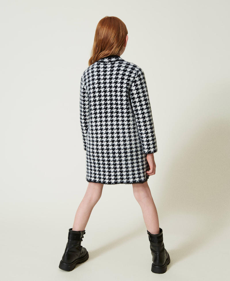 Scee by twin set Cappotto in maglia jacquard pied de poule In Saldo
