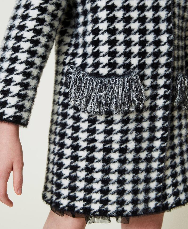 Scee by twin set Cappotto in maglia jacquard pied de poule In Saldo