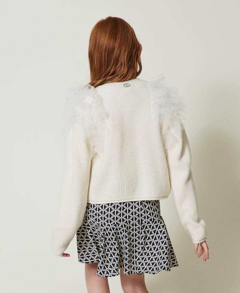 Scee by twin set Cardigan regular con balze in tulle Nuova