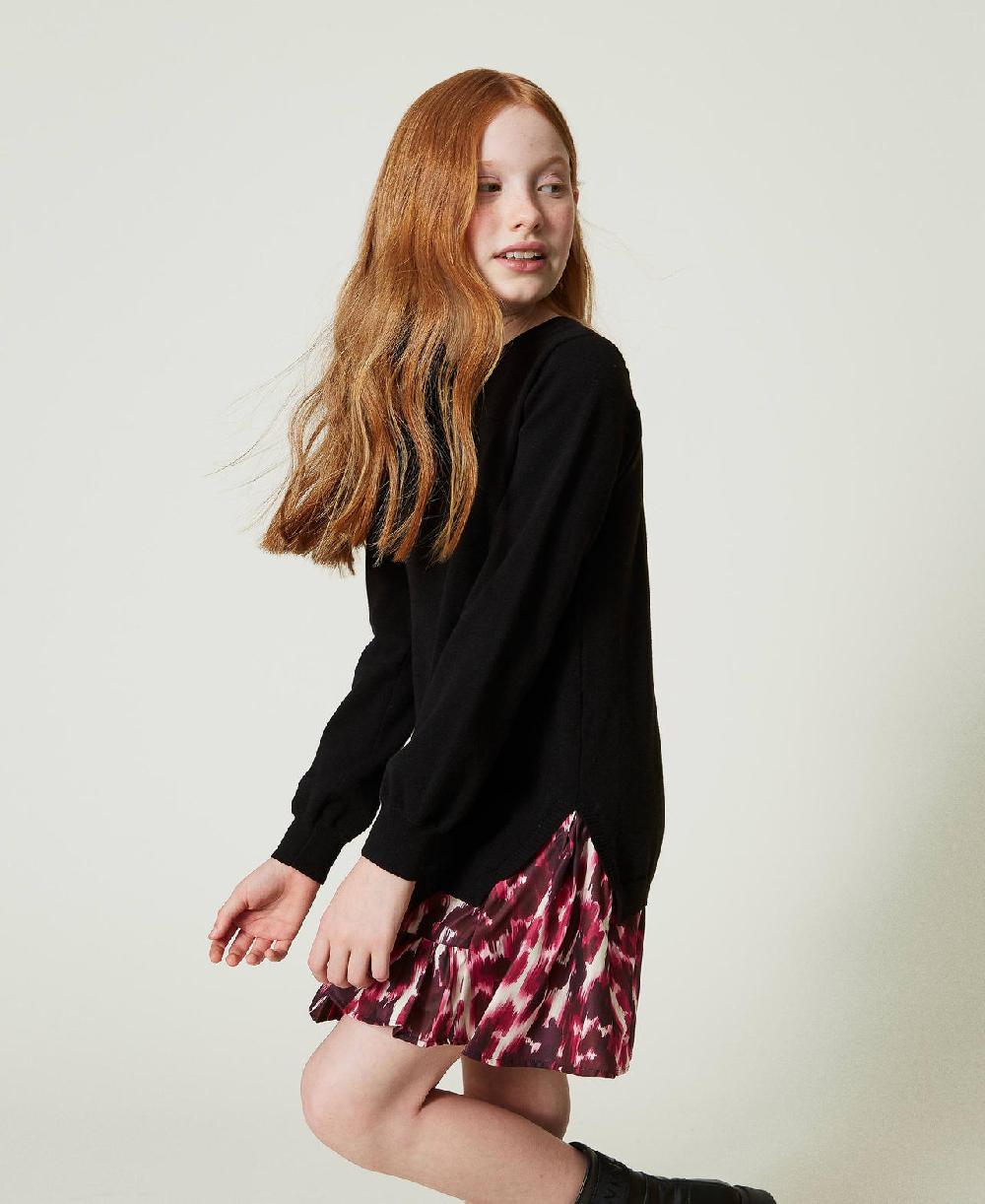 Scee by twin set Abito corto in maglia con inserto stampato Soddisfazione Garantita