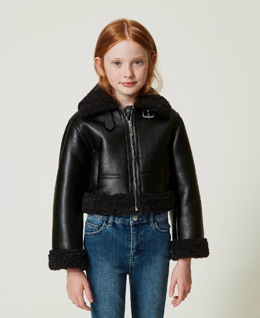 Scee by twin set Giacca aviatore con faux fur Consegna Veloce