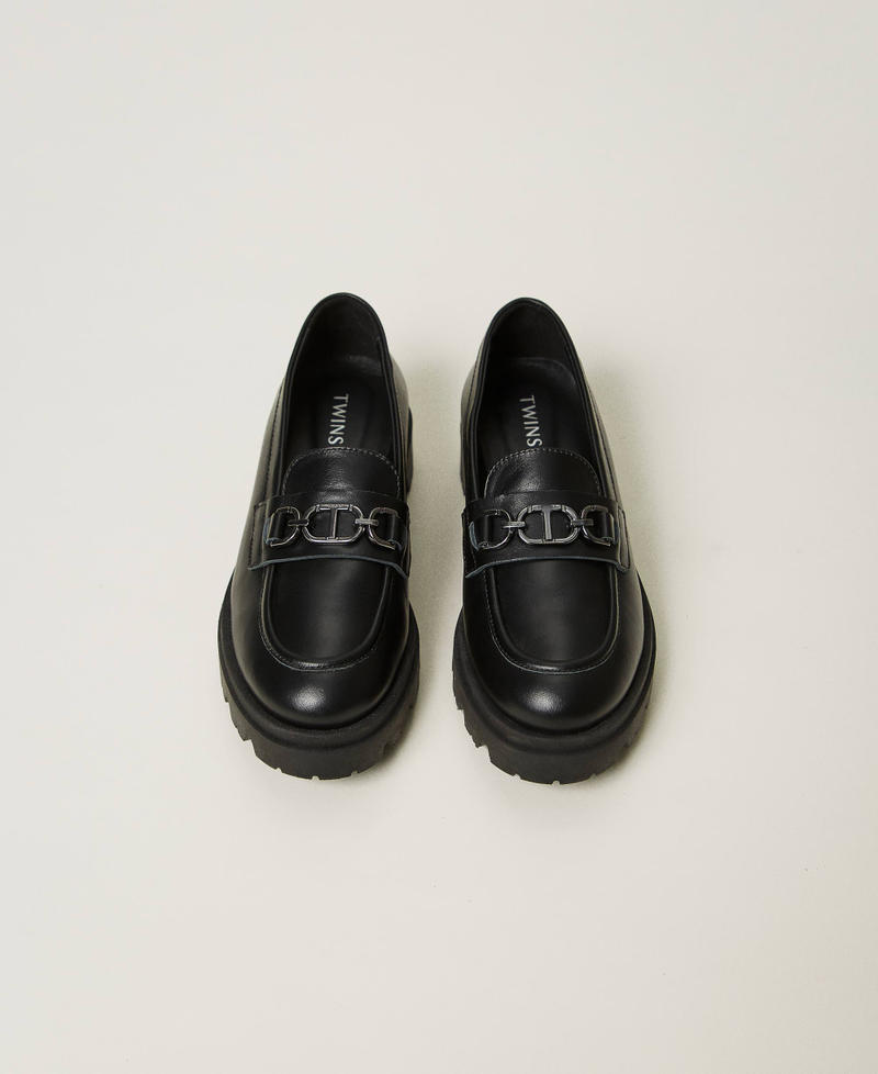 Scee by twin set Mocassini in pelle con Oval T Affare Del Giorno