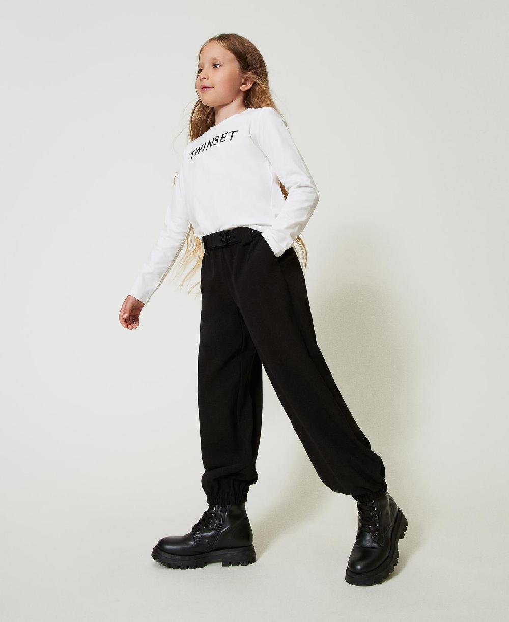 Scee by twin set T-shirt cropped con logo ricamato Online
