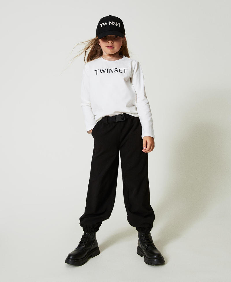 Scee by twin set T-shirt cropped con logo ricamato Online