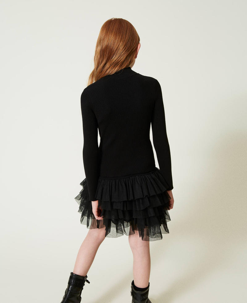 Scee by twin set Abito in maglia a costine con tulle In Vendita