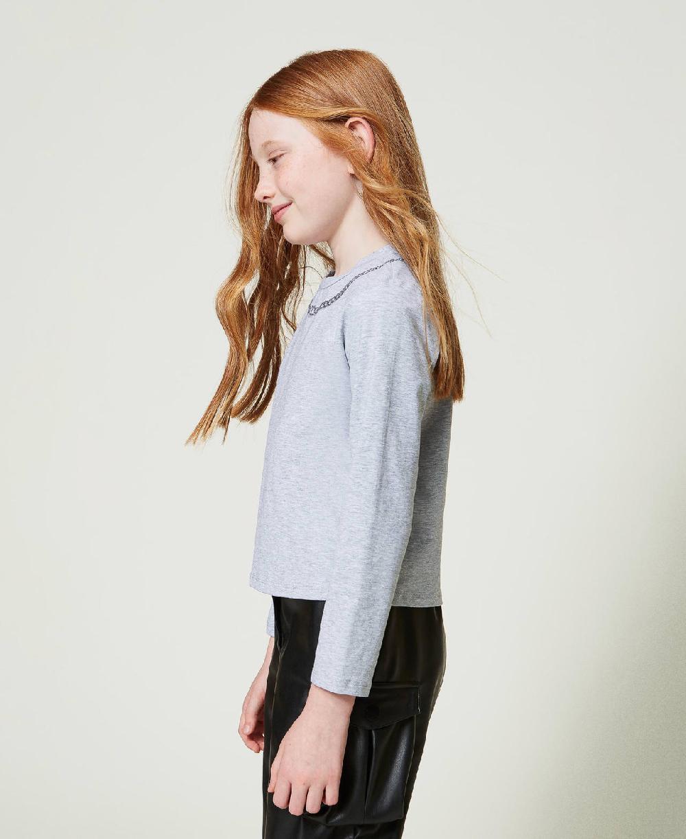 Scee by twin set T-shirt con stampa collana e strass I Più Venduti