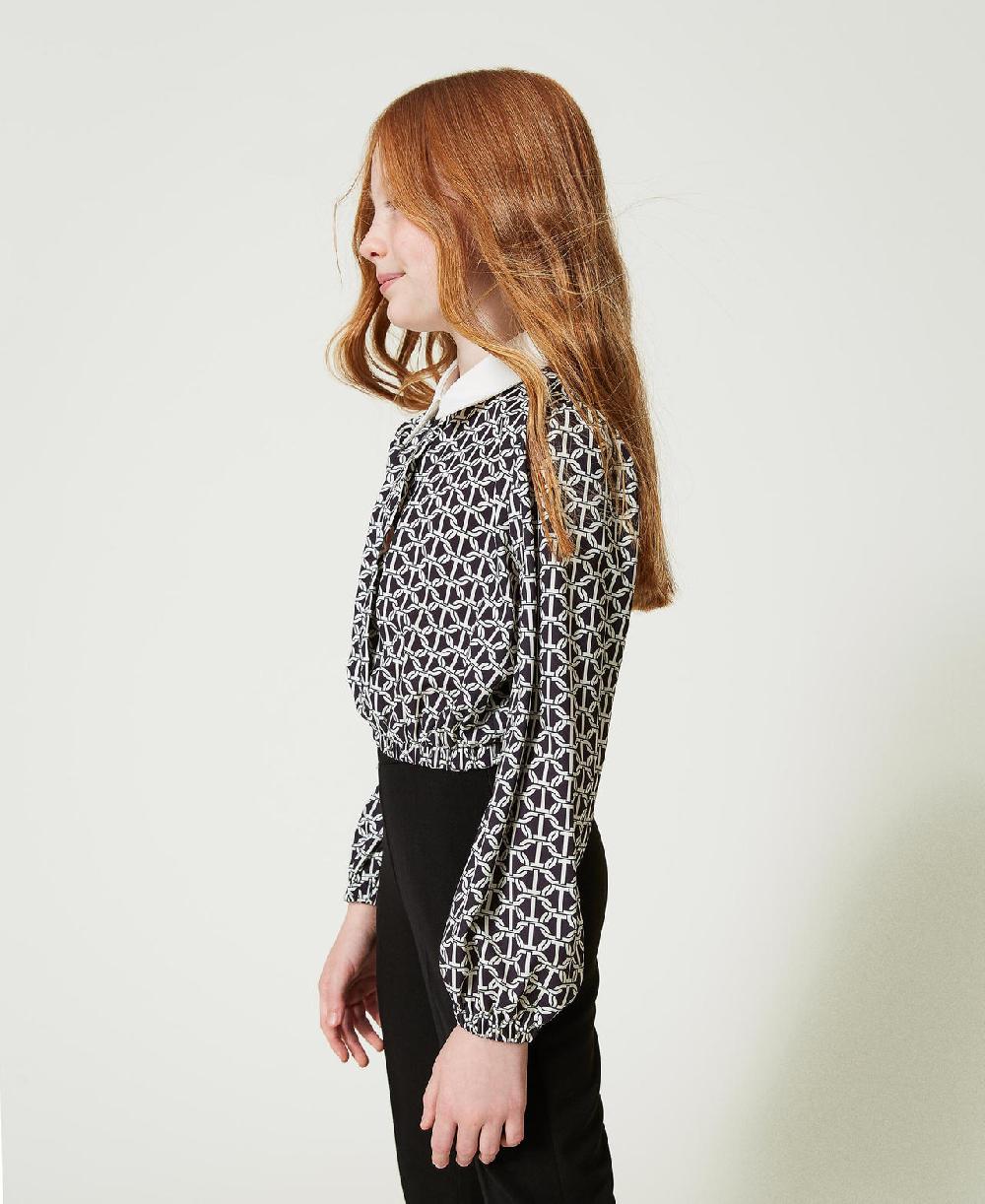 Scee by twin set Blusa in crêpe de Chine con stampa Nuova