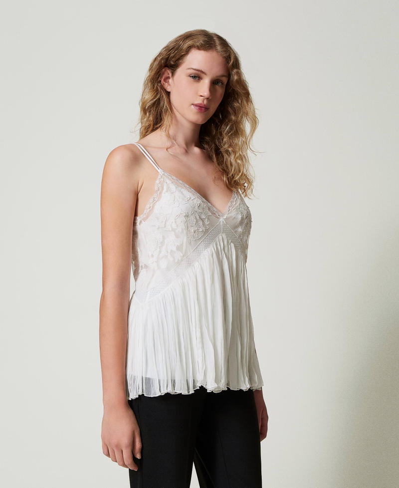 Scee by twin set Top in creponne e tulle Rilascio limitato