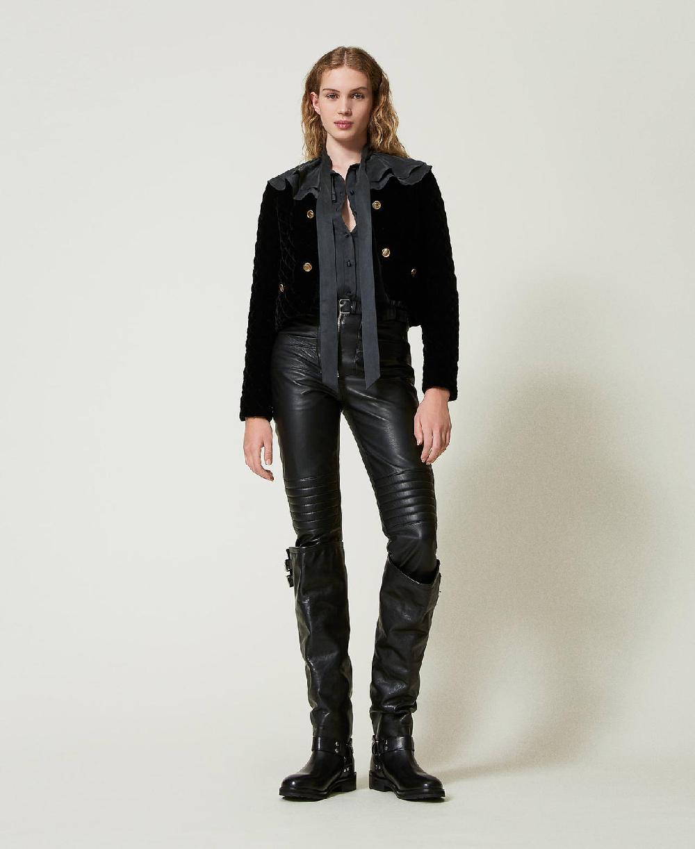 Scee by twin set Pantaloni biker 'Fairfax' in pelle Negozi Online