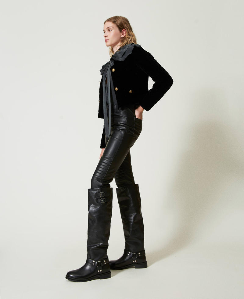 Scee by twin set Pantaloni biker 'Fairfax' in pelle Negozi Online