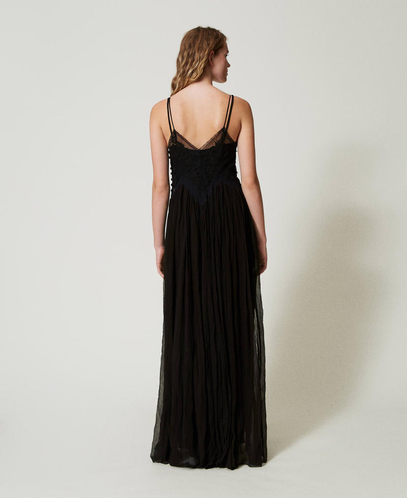 Scee by twin set Abito lungo in creponne e tulle Consegna Veloce