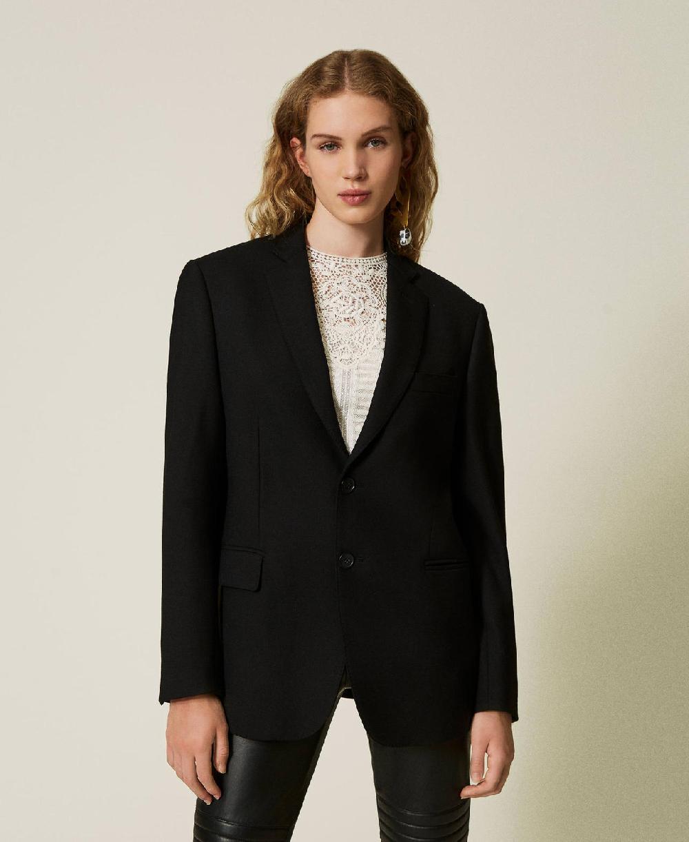 Scee by twin set Giacca blazer sartoriale in serge misto lana Promozione Limitata