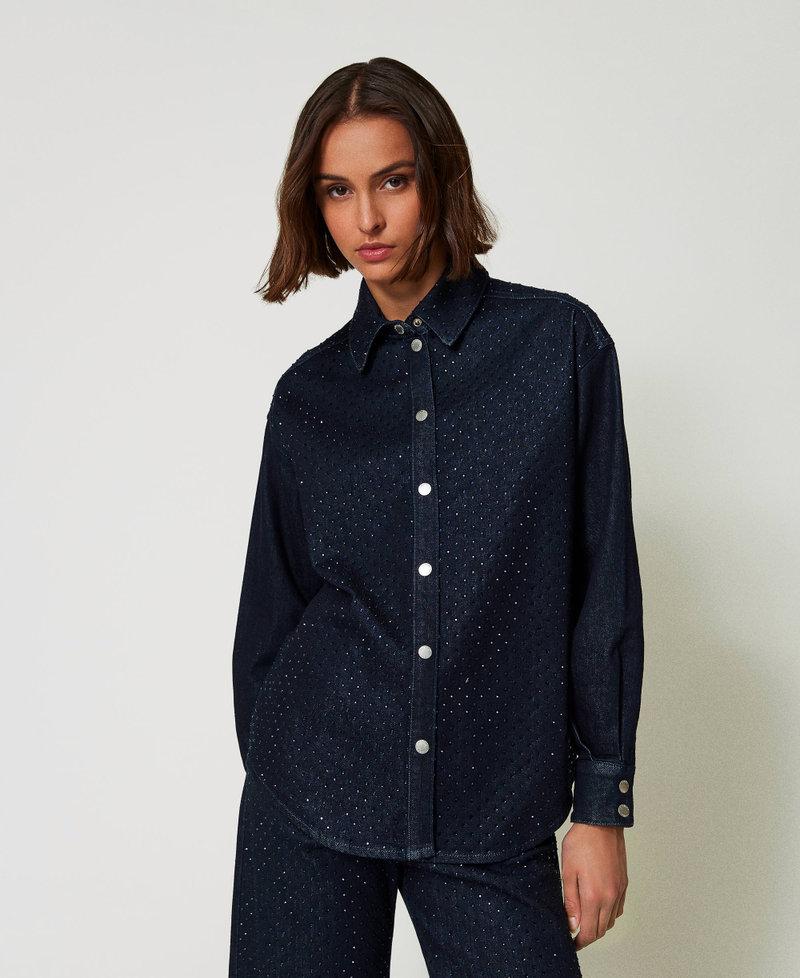 Scee by twin set Camicia in jeans con strass Sottocosto