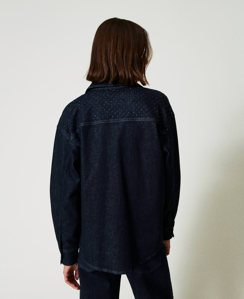 Scee by twin set Camicia in jeans con strass Sottocosto