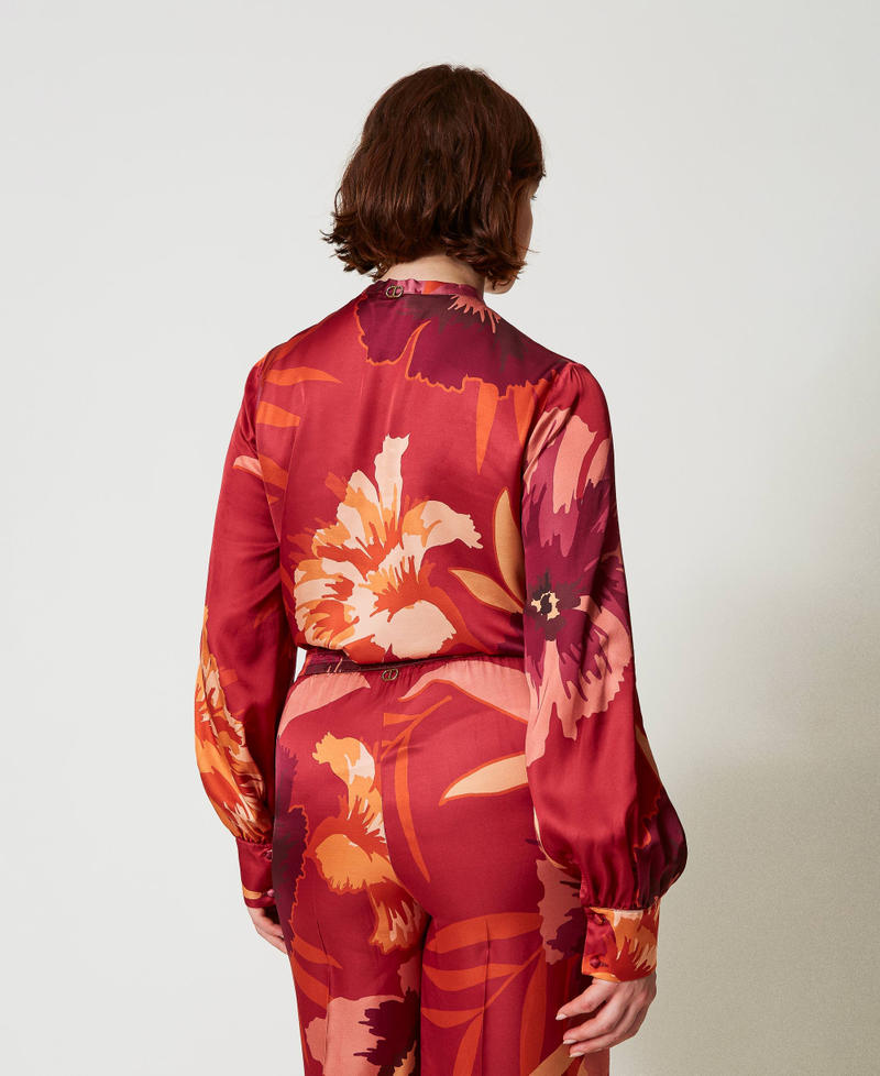 Scee by twin set Camicia in raso a fiori Economico