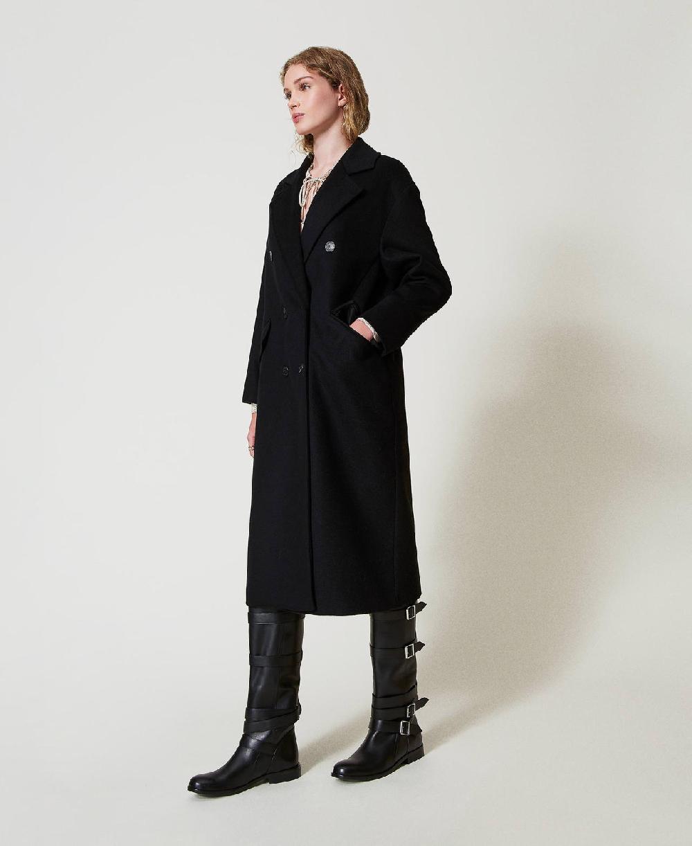 Scee by twin set Cappotto di linea morbida in misto lana In Vendita