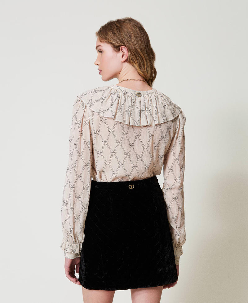 Scee by twin set Blusa in creponne con stampa fiocchi Saldi