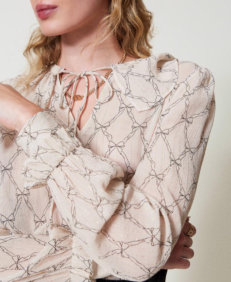 Scee by twin set Blusa in creponne con stampa fiocchi Saldi