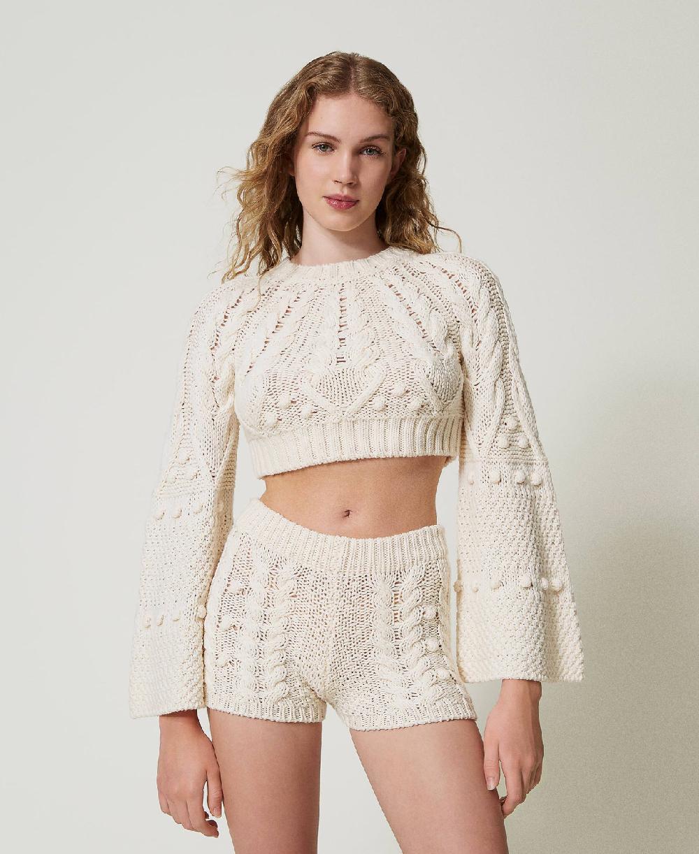 Scee by twin set Shorts in maglia di lana Vendita Economica