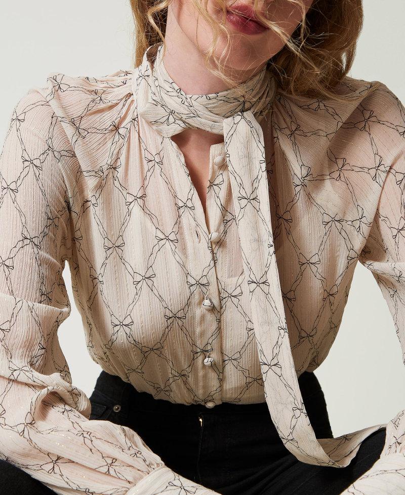Scee by twin set Camicia in creponne con stampa fiocchi Saldi Di Fabbrica