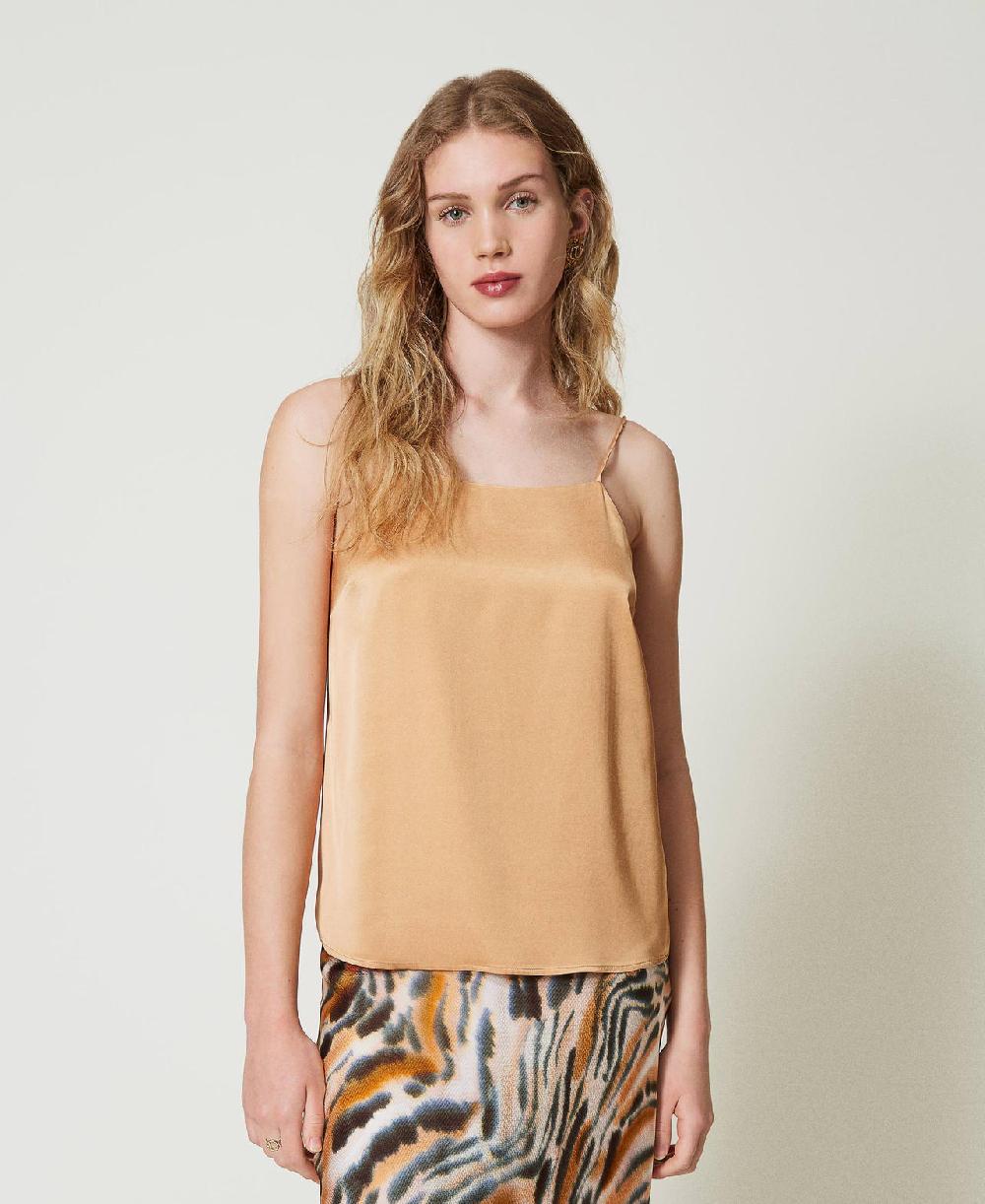 Scee by twin set Top in raso con scollo dritto Promozione