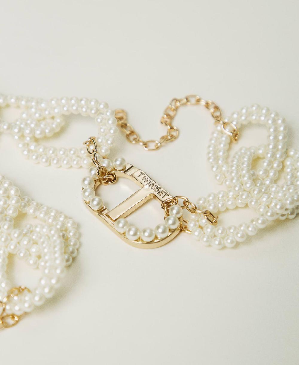 Scee by twin set Collana con catena di perle e Oval T Convenienza