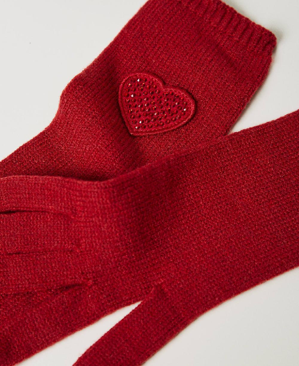 Scee by twin set Guanti in maglia con patch a cuore Saldi