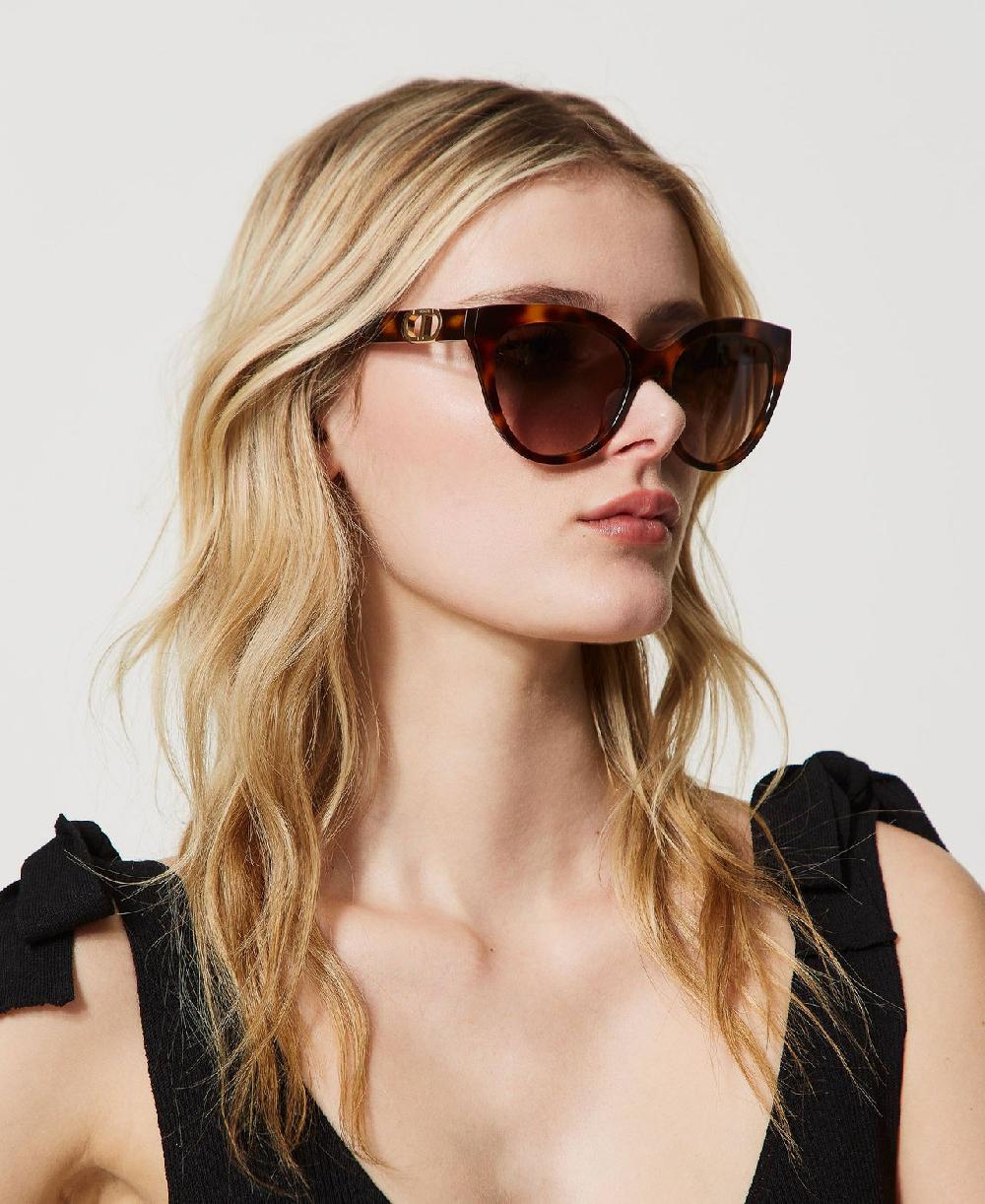 Scee by twin set Occhiali da sole cat-eye tortoise