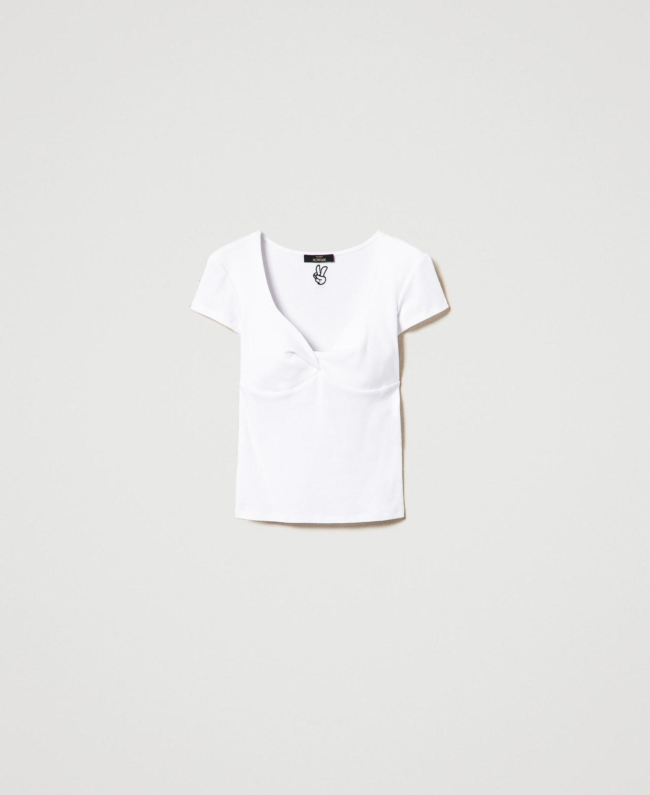 Scee by twin set T-shirt a costine con nodo Comprane uno, ottenene uno gratis