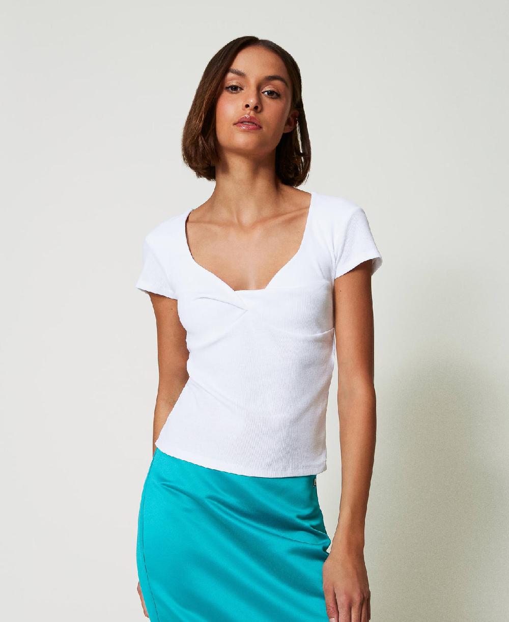 Scee by twin set T-shirt a costine con nodo Comprane uno, ottenene uno gratis