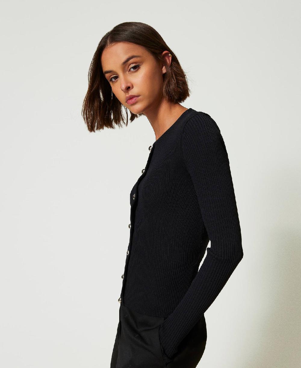 Scee by twin set Cardigan a costine con borchie Offerte giornaliere