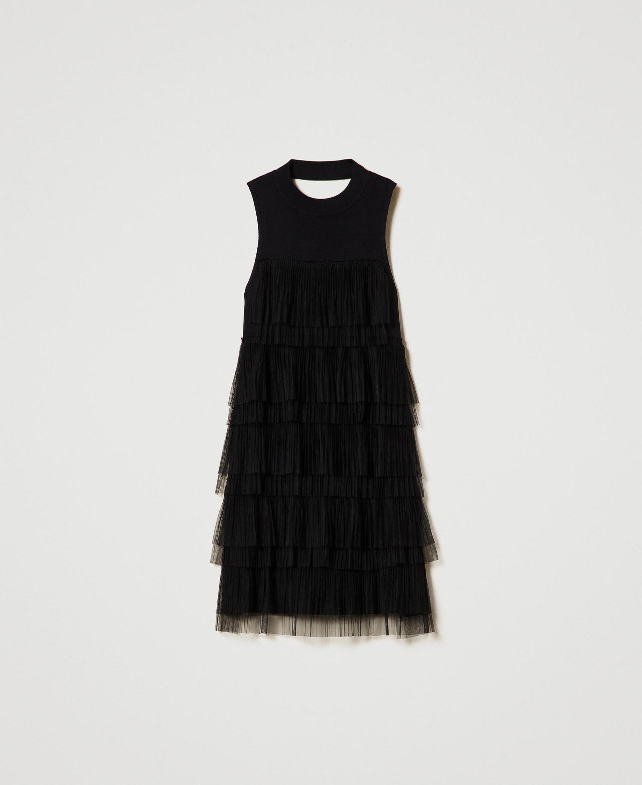 Scee by twin set Abito corto in maglia con balze in tulle Sconti VIP