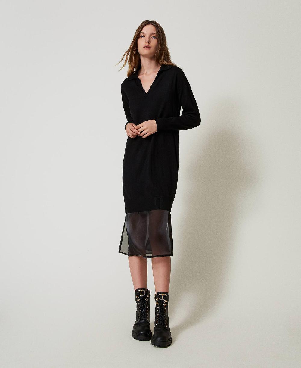 Scee by twin set Abito longuette in maglia con sottoveste ACQUISTA ORA